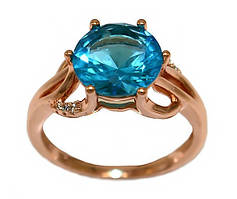 Каблучка XР. Позолота ЧВ. Камені: білий та бірюзовий циркон. Є: 17р