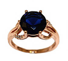 Каблучка XР. Позолота ЧВ. Камені: білий та синій циркон. Є: 17р 18р 19р 20р