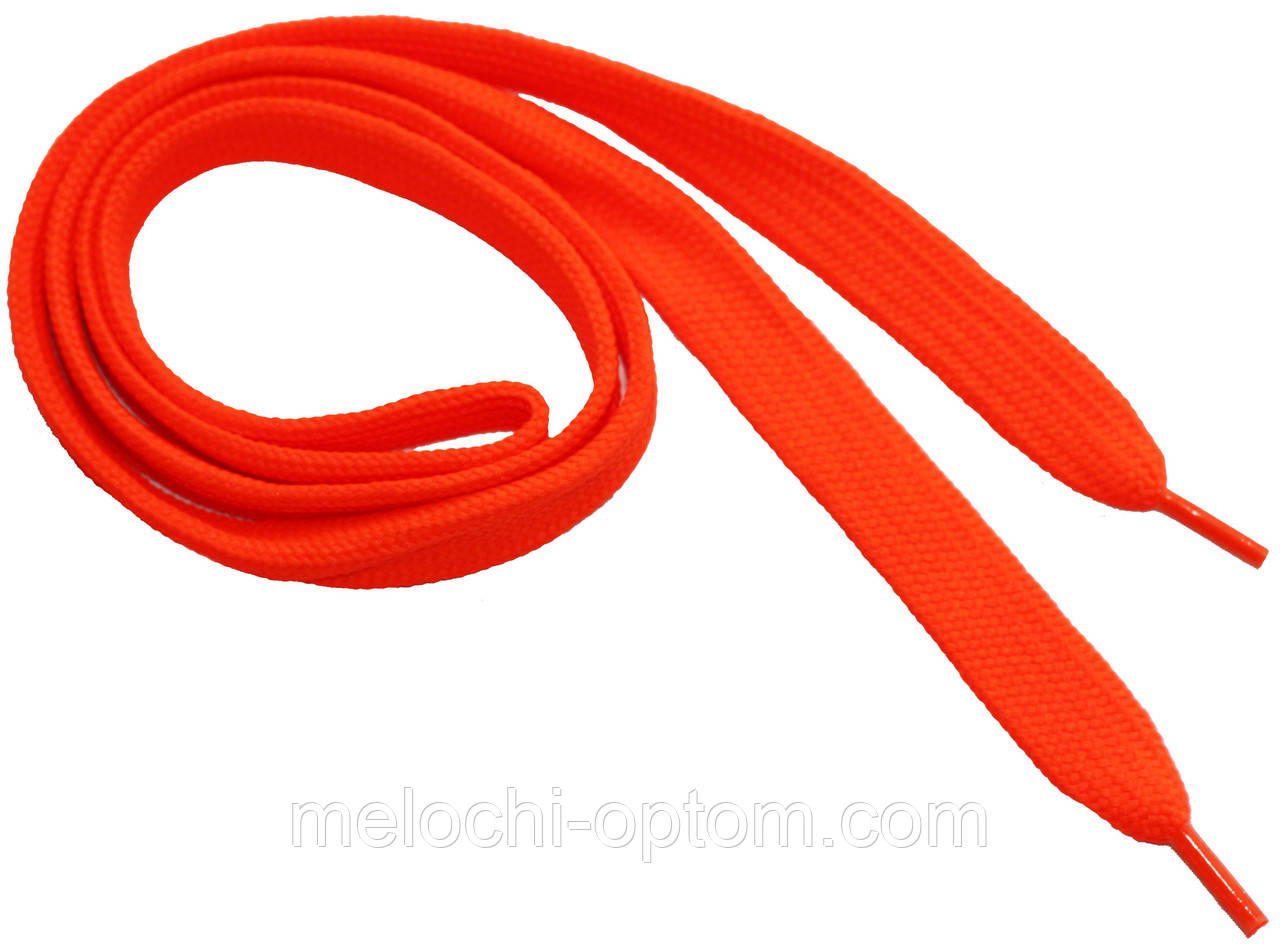 Шнурки широкі 20мм/120см, Яскраво-оранжевий, шнурки для одягу оптом у Харкові