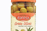 Оливки зелені без кісточки з паприкою Baresa 290 г (шт)