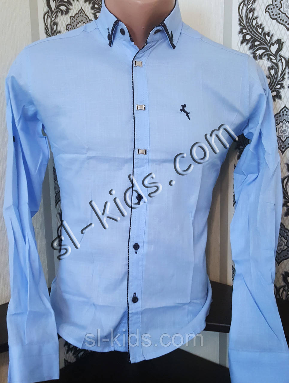 Стильна сорочка для хлопчика 11-15 років (розн) (блакитна01) (пр. Туреччина)