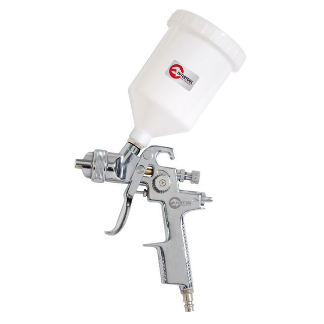 Фарбопульт пневматичний HVLP, форсунка: 1,4 мм, верхній пластиковий бачок: 600 мл, 3 бар INTERTOOL PT-0103