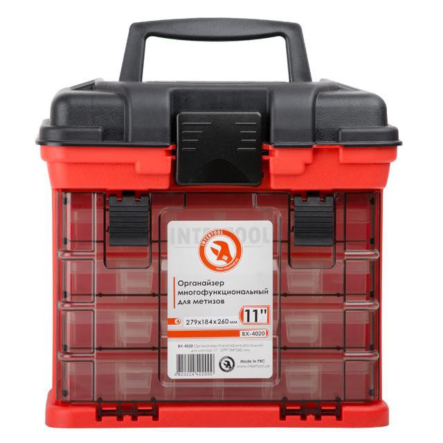 Органайзер для метизів з висувними секціями 11", 279*184*260 мм INTERTOOL BX-4020