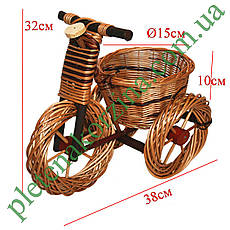 Плетений квітник підставка "велосипед" (третій розмір, довжина 39 см) Арт.366.3, фото 2
