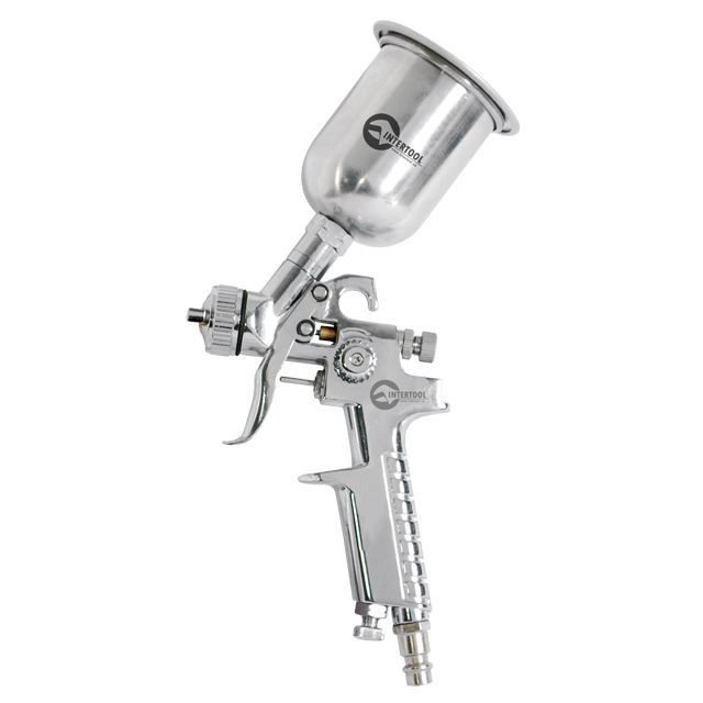Фарбопульт пневматичний HP MINI, форсунка: 0,5 мм, верхній металевий бачок: 125 мл, 5 бар INTERTOOL PT-0306