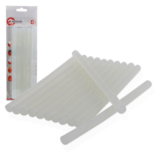 Комплект клейових стрижнів прозорих, 11,2×200 мм, 12 шт.  INTERTOOL RT-1020