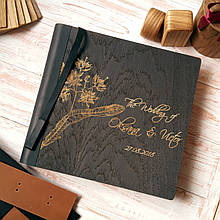 Дерев'яна весільна книга для побажань 22х23 см з тонованою обкладинкою "Цвітіння Липи"