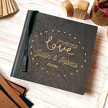Дерев'яна весільна книга для побажань 22х23 см з тонованою обкладинкою "Кохання Назавжди"