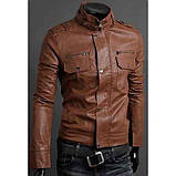 Чоловіча куртка зі штучної шкіри осінь - весна, фото 4
