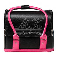 Б'юті Кейс для косметики, чорний із рожевими ручками