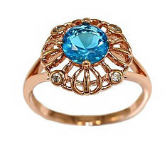 Каблучка XР. Позолота ЧВ. Камені: білий та бірюзовий циркон. Є: 17р 18р 19р 20р 21р