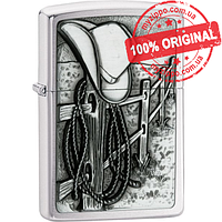 Зажигалка Zippo Cowboy Hat & Rope Emblem Brushed Chrome 24879