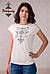 Жіноча блуза Геометрія на молочному, рукав-кімоно, фото 2