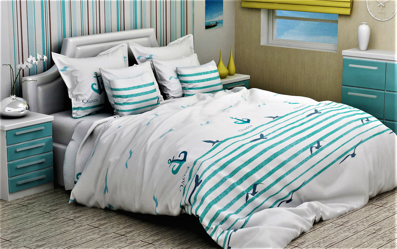 Тканина для постільної білизни Бязь "Gold" Lux GL3021turquoise (50м)