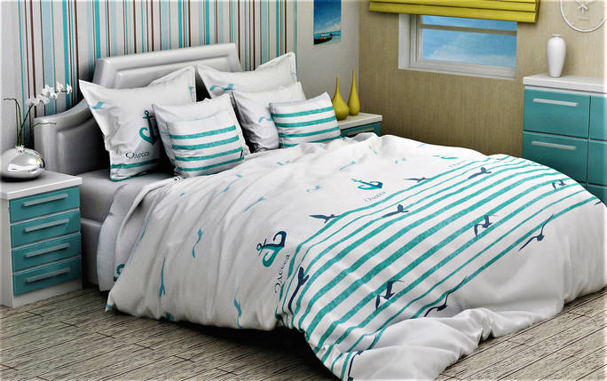 Тканина для постільної білизни Бязь "Gold" Lux GL3021turquoise (50м), фото 1