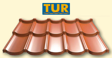 Металочерепиця модульна TUR ® ⁇ ТУР ⁇ Ral 8017 ⁇ 0,5 mm ⁇ Purmat ⁇ Польща ⁇ TM Прушинки ⁇ 0,805 м2 ⁇, фото 1