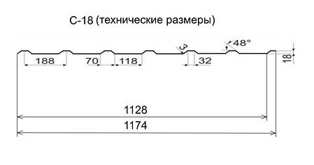 Профнастил С-18 RAL 7024 (темно-сірий) МАТ 0.45 фасад, фото 2