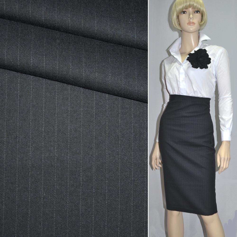 Вовна костюмна в смужку білу синя темна