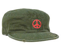 Кепка винтажная мир VINTAGE OLIVE DRAB W/RED ''PEACE'' FATIGUE CAP