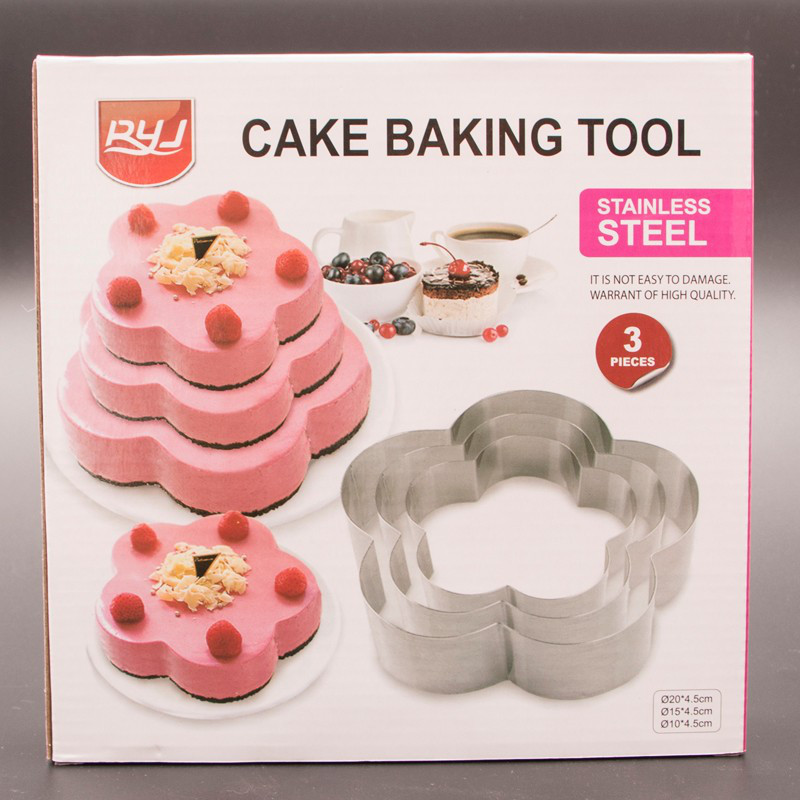 Кольцо для выпечки "Цветок", резак для торта, нержавеющая сталь, 3 шт в наборе - фото 1 - id-p698172619