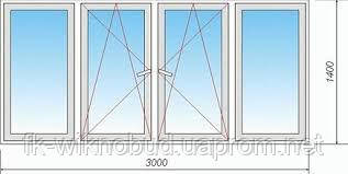 Пластикове вікно 3000х1400мм із профілю REHAU EURO 60, ф-ра МАСО (Австрія), ст-т 4-10-4-10-4I(енергозберігающ)