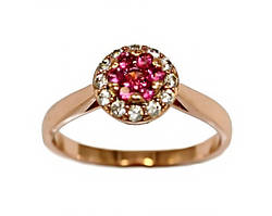 Каблучка XР. Позолота ЧВ. Камені: білий та малиновий циркон. Є: 16р 17р