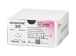 Нитка, що розсмоктується, ADVANTIME (Монокрил) 3/0, колюча 26мм, 1/2, довжина 70см, 1шт.