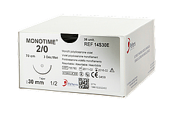 Нитка, що розсмоктується, MONOTIME (ПДС ІІ) 5/0, колюча 18мм, 1/2, довжина 70см, 1шт.