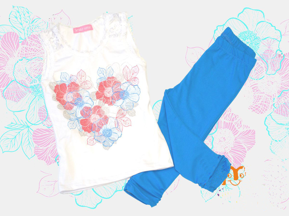 Костюм для дівчинки Flower Heart майка і шорти, фото 1