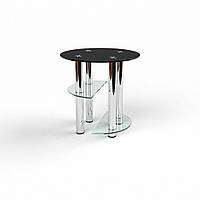 Стол журнальный Декс ножки металл столешница стекло круглая покраска черная 400х400х450 мм (БЦ-Стол TM)