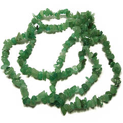 Намистини Сколи Нефрит Зелений, Крихта Дрібна, Розмір від 4-9 до 2-5мм, Нитка 85 см, Рукоділля