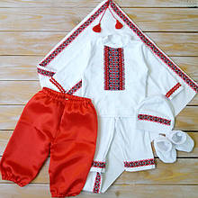 Набір для хлопчика на хрестини (трикотажний набір з 2 штанцями+крижма)