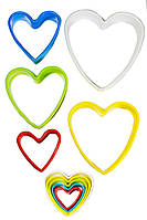 Вырубка пластиковая для печенья и пряников Сердечки набор из 5 форм