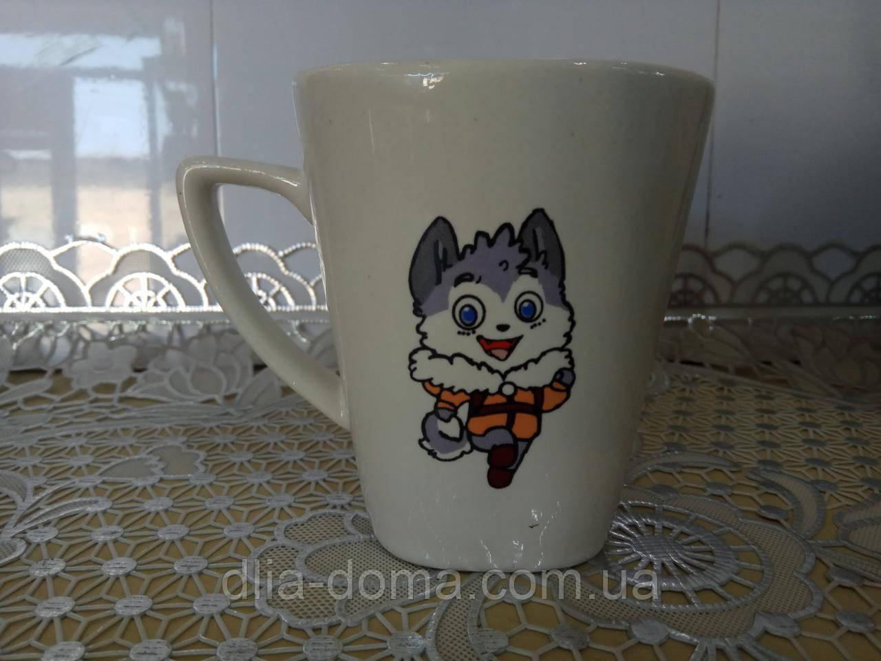 Кухоль квадрат сніжка з деколю собаки, фото 1