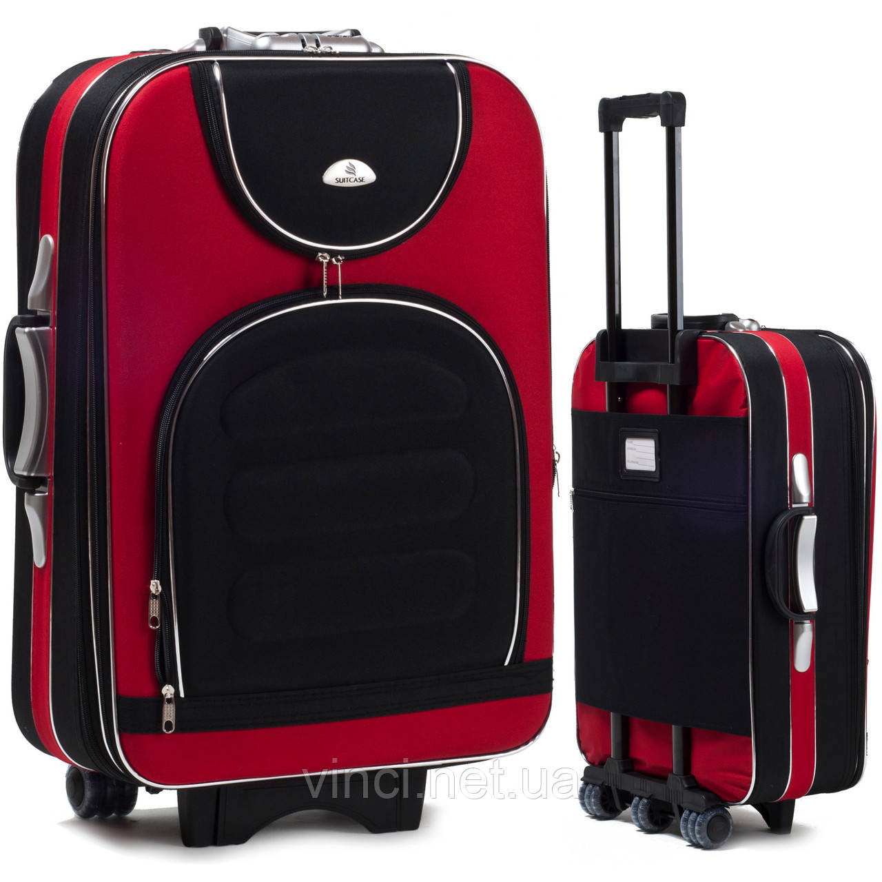 Чемодан дорожній Suitcase 801 великий червоно-чорний