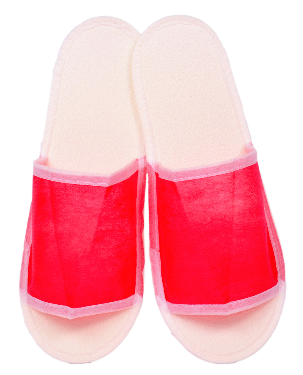 Тапочки одноразові флізелінові відкриті з антиковзною підошвою (колір червоний)