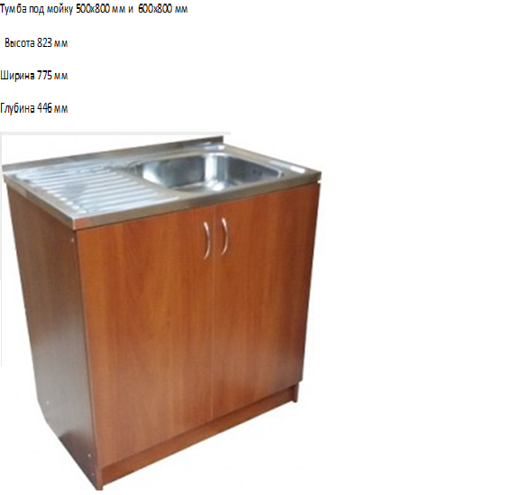Тумба кухонна під накладну мийку 60х80 см, фото 1