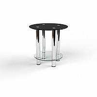Стол журнальный Кент ножки металл столешница стекло круглая покраска черная 400х400х450 мм (БЦ-Стол TM)