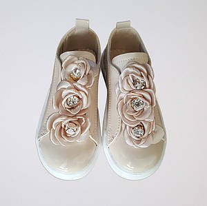 Сліпони на дівчинку Clibee з трояндочками бежеві