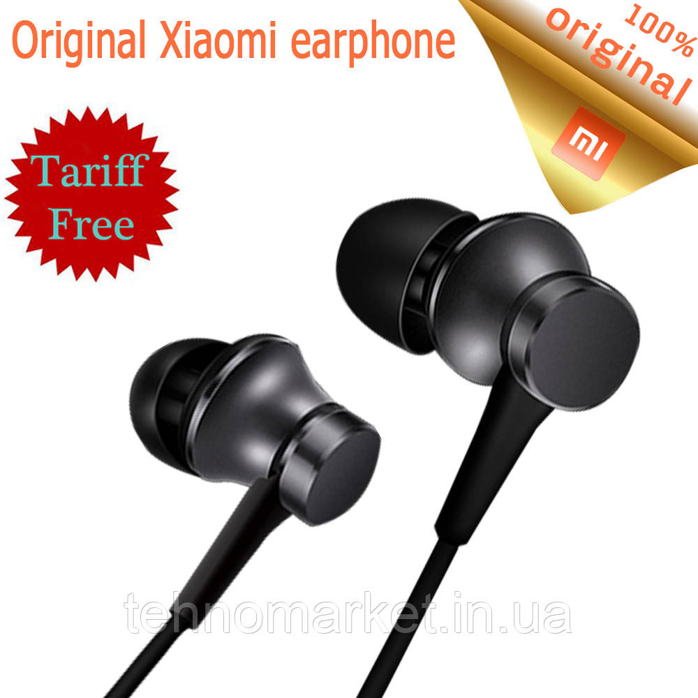 Навушники гарнітура Xiaomi Piston fresh version black з мікрофоном