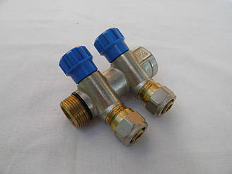 Колектор (гребінка) вентильний на два виходи 3/4*2 з плавним регулюванням і фітингом