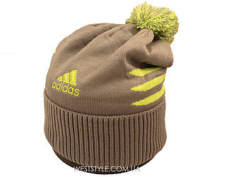 Шапка сіра із салатовим логотипом