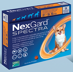 Merial NexGard Spectra (ХЅ) таблетки від бліх, кліщів та гельмінтів для собак від 2 до 3,5 кг, 1таб.