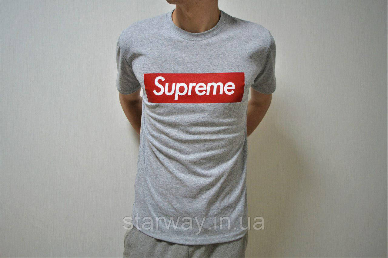 Cіра футболка supreme logo | top