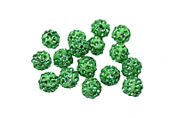 Кульки для браслетів Шамбала зі стразами 10мм:Зелений