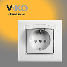 Розетка із захисною кришкою і заземленням, VIKO Linnera Біла