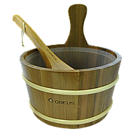 Набор Greus кедр (шайка 4 л + черпак) с пластиковой вставкой для бани и сауны