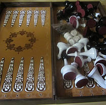 Набір для гри в шахи, шашки, нарди ( розмір дошки 40 х 40 см), фото 2