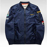 Чоловіча куртка Nasa з нашивками на резинці, бомбер американський чоловічий, фото 2