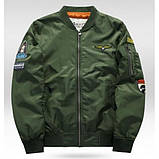 Чоловіча куртка Nasa з нашивками на резинці, бомбер американський чоловічий, фото 5